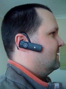 Fit model wearing headset