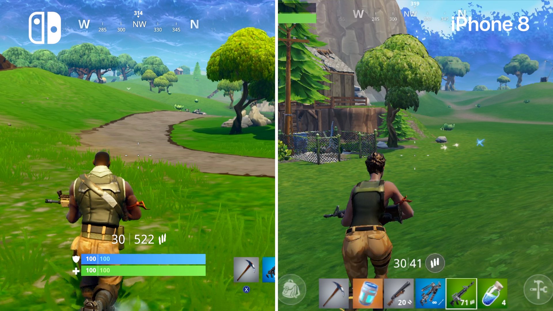 the biggest advantage switch holds over the iphone 8 comes in shadow draw distance foliage and general stability though there is still some pop in for - fortnite 2gb ram pc
