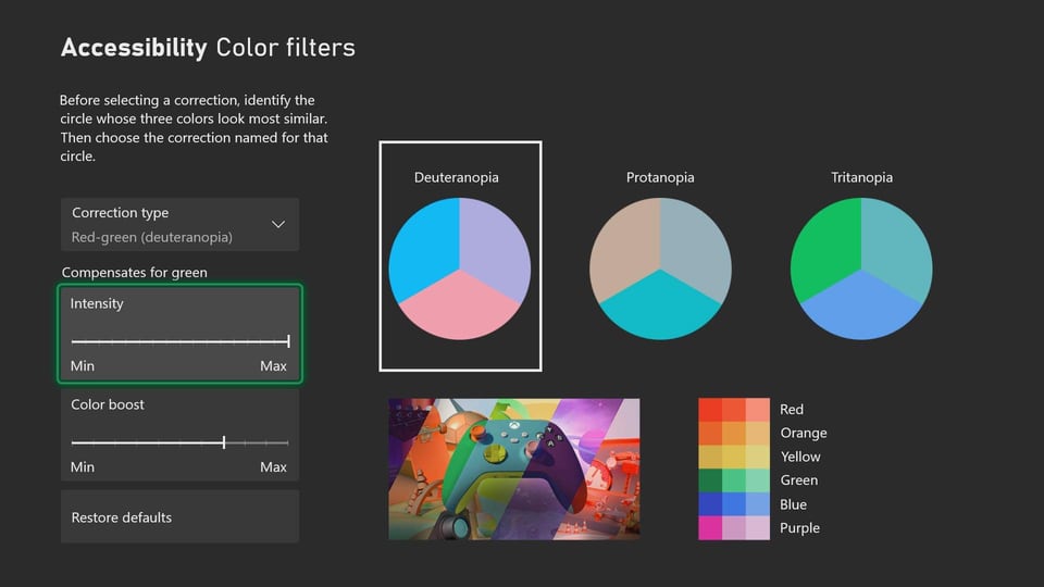 Xbox Color Blindness Settings
