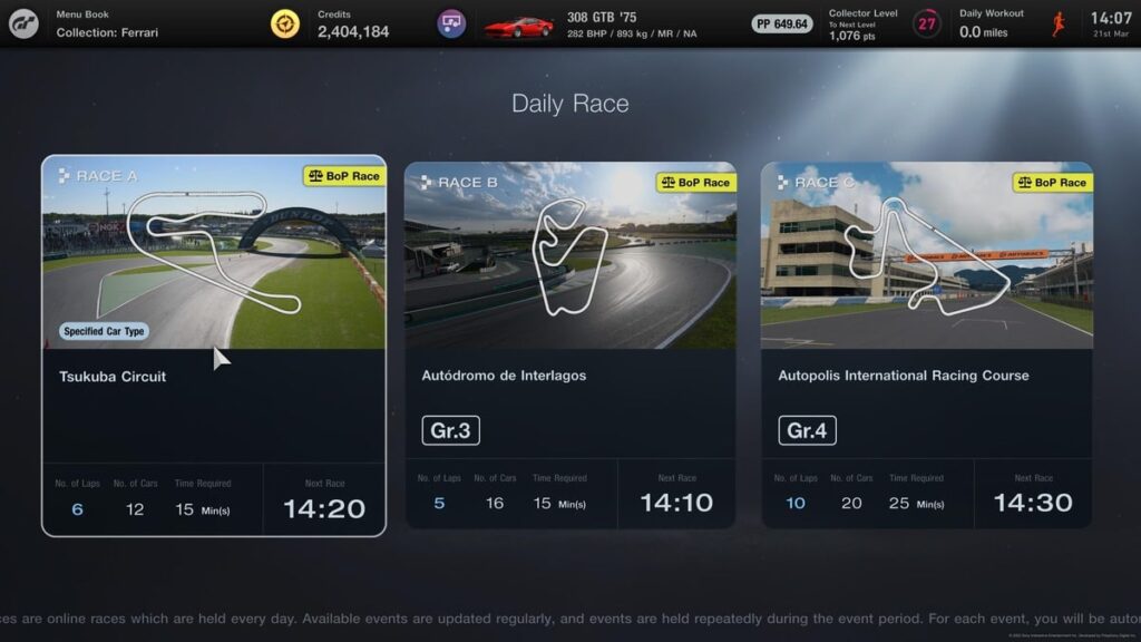 Gran Turismo 7 Daily Races 21 March