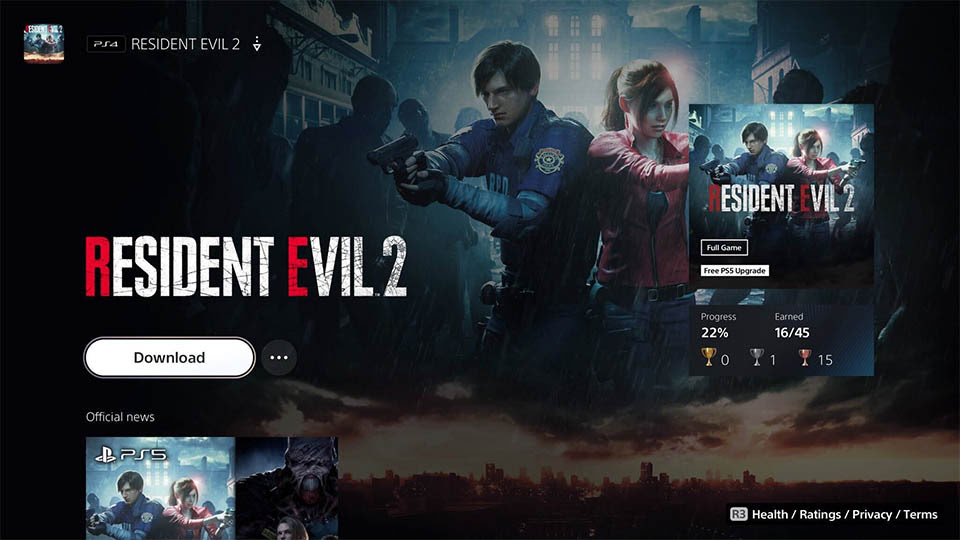 resident evil 2 on ps5 free upgrade