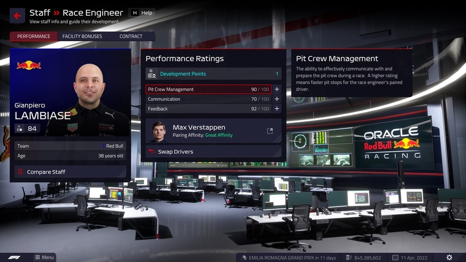 F1 Manager 2022 Staff Ratings
