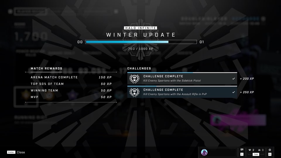 Halo Infinite Winter Update Match XP