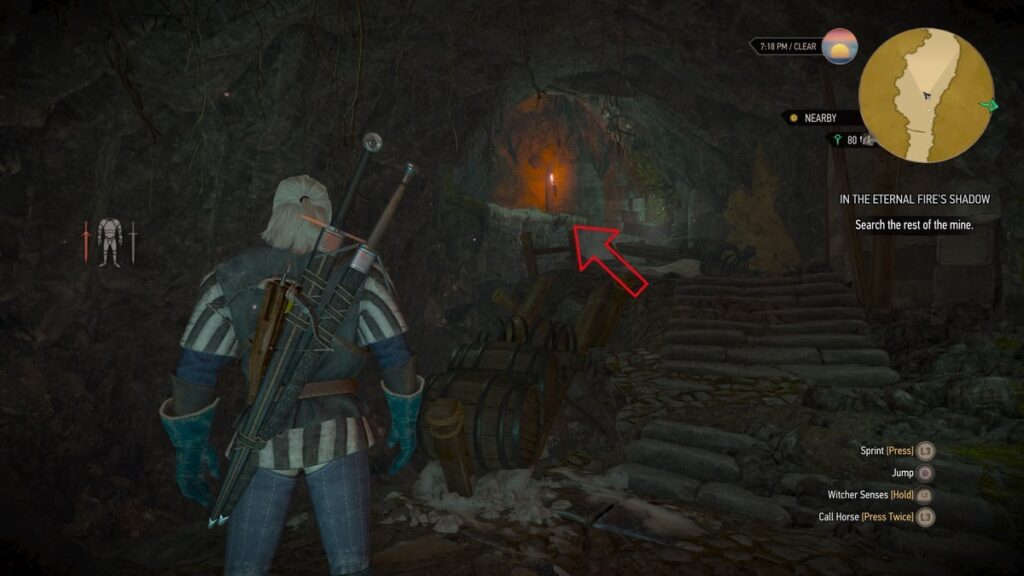 Witcher 3 Eternal Fire's Shadow - jump to ledge