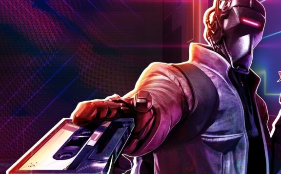 Robobeat review header artwork – robot with a gun holding out a cassette tape