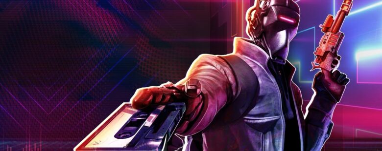 Robobeat review header artwork – robot with a gun holding out a cassette tape