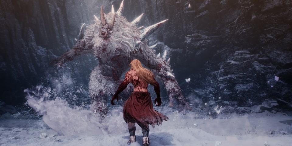 The First Berserker Khazan snowy battle with troll