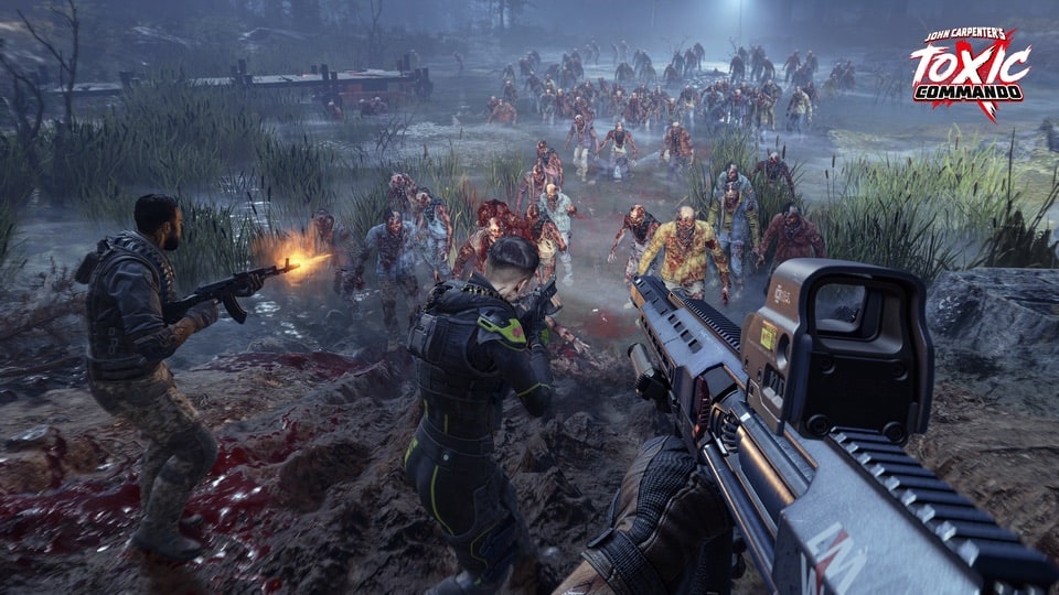 John Carpenter's Toxic Commando co-op against zombie horde