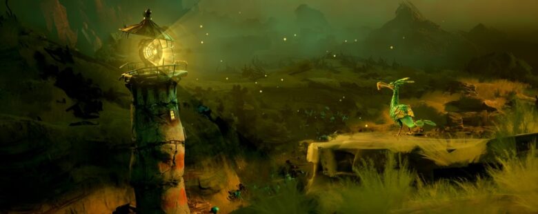 Keeper header – Lighthouse and bird looking at each other.