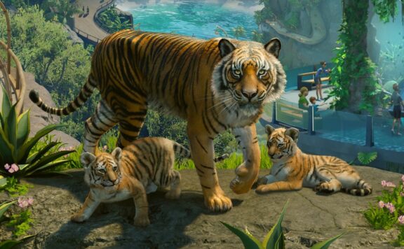 Planet Zoo 2 keyart diorama with tigers – header