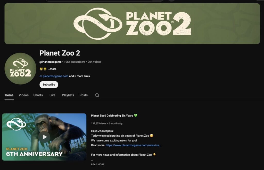 Planet Zoo 2 YouTube leak