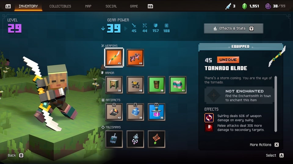 Minecraft Dungeons 2 inventory character build
